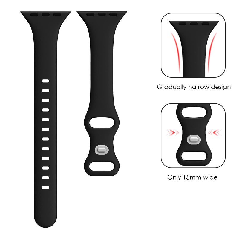 SWEES Sport Band Compatible with iWatch 38mm/40mm, 3 Packs Narrow Soft Silicone Slim Thin Small Replacement Wristband Compatible for iWatch Series 6 5 4 3 2 1 SE Sport Edition Women Men - Image 2